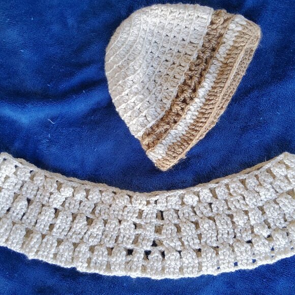 Handmade Cozy crochet hat with flower accent and matching Crochet Shoulder Wrap - Picture 2 of 4